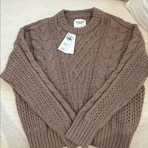 Abercrombie & Fitch Taupe Cable Knit Sweater